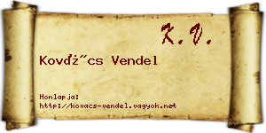Kovács Vendel névjegykártya
